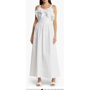 Batsheva Katja Broderie Anglaise Cotton Maxi Dress in White NWT Size 8